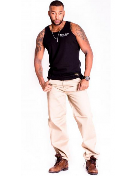 Thug Life Plain Baggy Jeans Sand