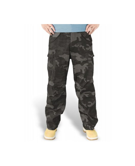 Surplus Vintage Fatigue Cargo Pants Black Camo