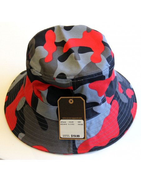 Camo Bucket Hat Black/Red