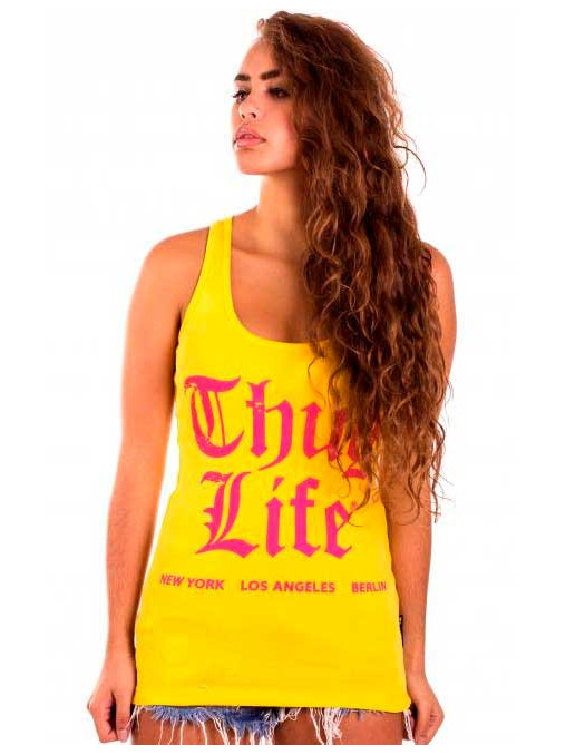 Girls Thug Life Tank Top Yellow
