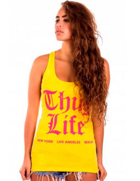 Girls Thug Life Tank Top Yellow