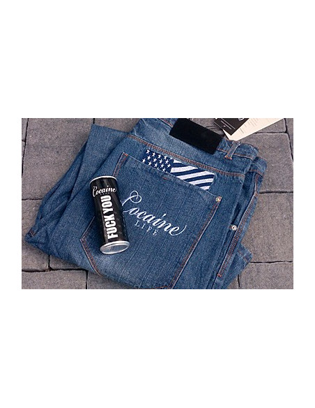 Cocaine Life Flaggy Logo Denim Jeans Medium Blue