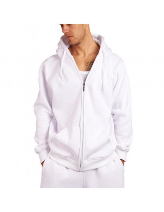 Townz Zip White Plain Hoody