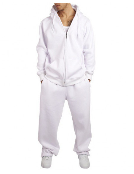 Townz Zip White Plain Hoody