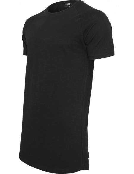 Long Shaped Slub Raglan Tee Black
