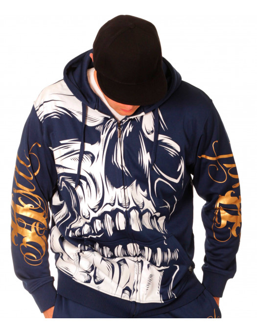 BSAT Big Skull ZipHoodie Blue