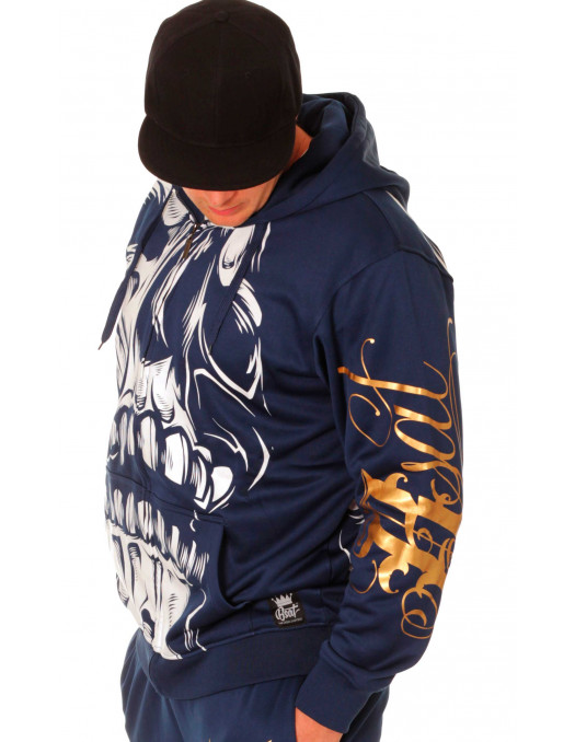 BSAT Big Skull ZipHoodie Blue