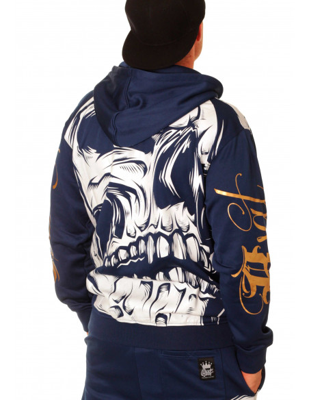 BSAT Big Skull ZipHoodie Blue