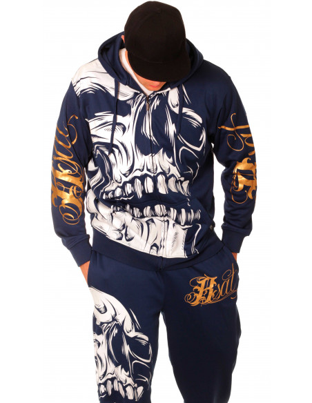 BSAT Big Skull ZipHoodie Blue