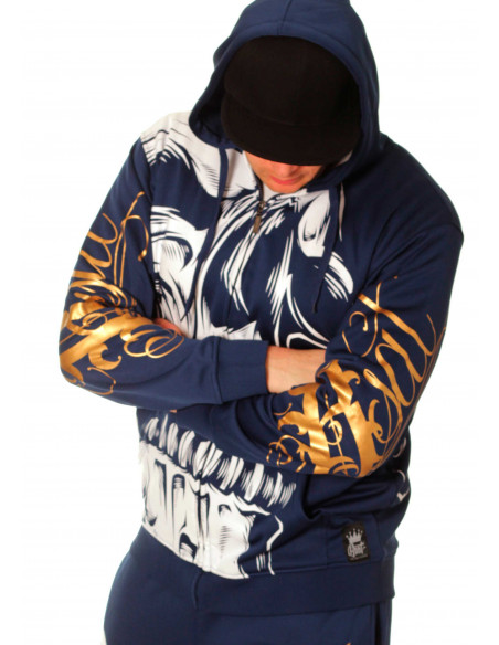 BSAT Big Skull ZipHoodie Blue
