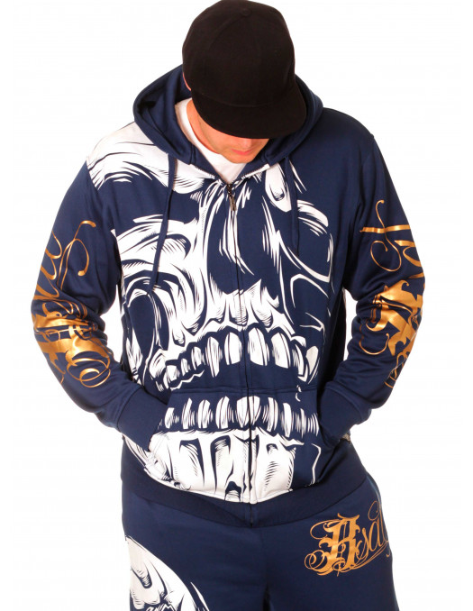 BSAT Big Skull ZipHoodie Blue