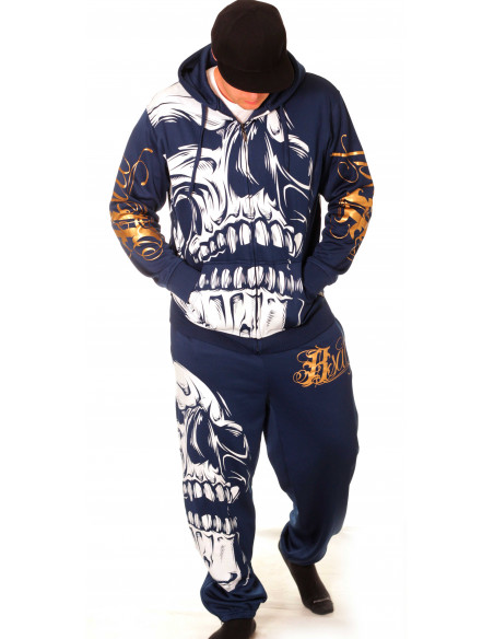 BSAT Big Skull ZipHoodie Blue