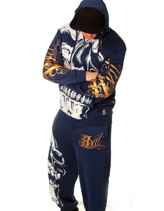 BSAT Big Skull ZipHoodie Blue