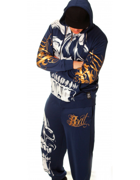 BSAT Big Skull ZipHoodie Blue
