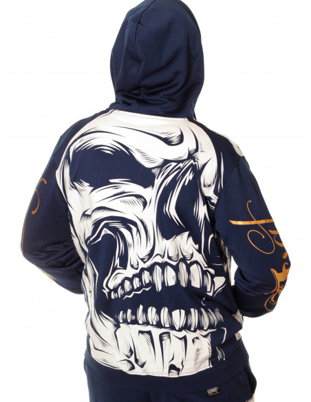 BSAT Big Skull ZipHoodie Blue