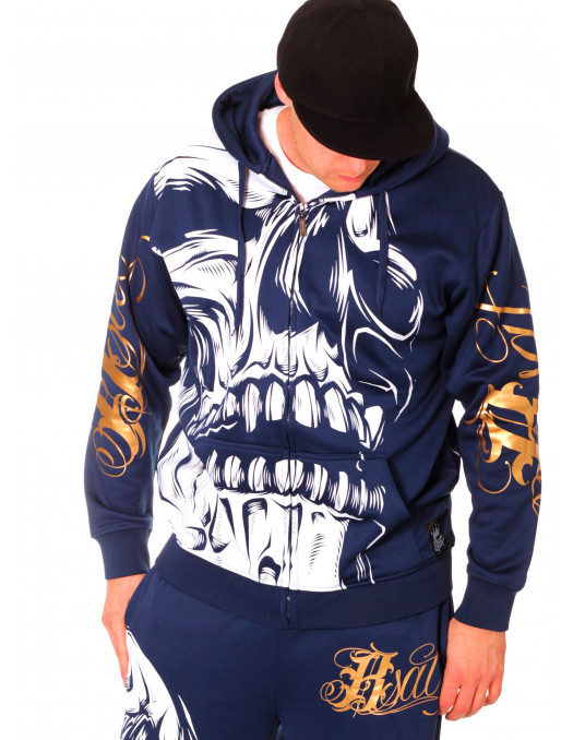 BSAT Big Skull ZipHoodie Blue