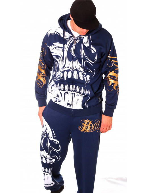 BSAT Big Skull ZipHoodie Blue