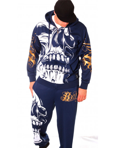 BSAT Big Skull ZipHoodie Blue