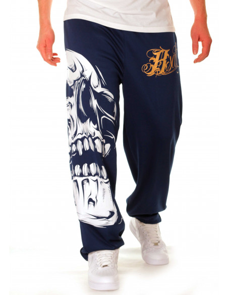 BSAT Big Skull Sweatpants Blue