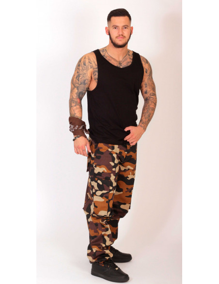 Access Apparel Camo Cargo Pants Brown