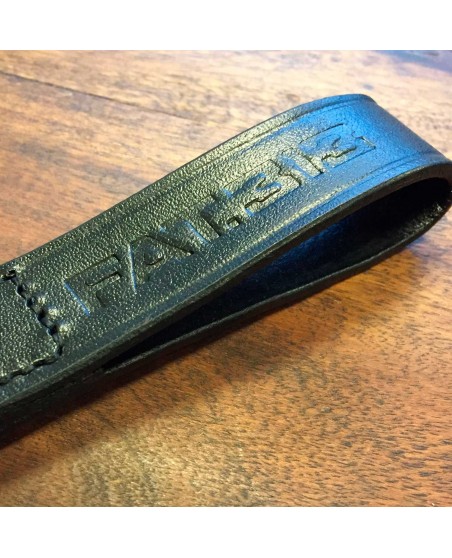 FAT313 Leather Keychain Embossed Logo Black