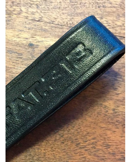 FAT313 Leather Keychain Embossed Logo Black