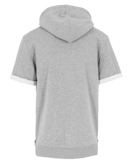 Short Sleeve Side Zipped Hoody Grey
