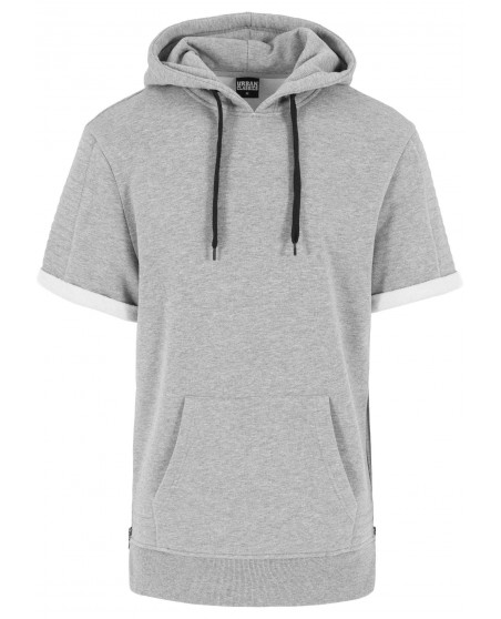 Short Sleeve Side Zipped Hoody Grey