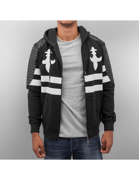 DNGRS Faux Leather Zip Hoodie Black