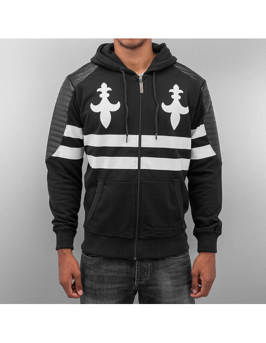 DNGRS Faux Leather Zip Hoodie Black