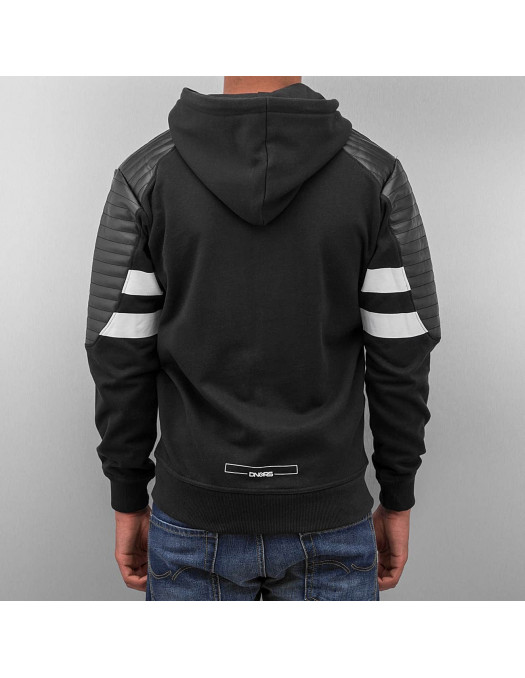 DNGRS Faux Leather Zip Hoodie Black
