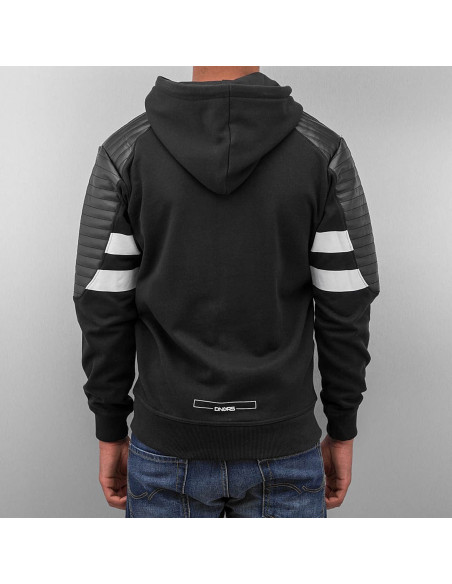 DNGRS Faux Leather Zip Hoodie Black