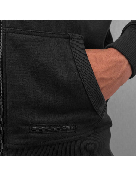 DNGRS Faux Leather Zip Hoodie Black