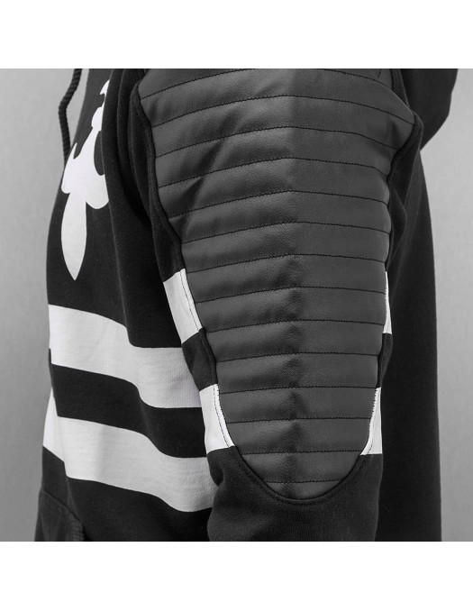 DNGRS Faux Leather Zip Hoodie Black