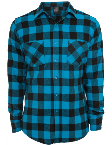 Checked Flanell Shirt Black Turquis