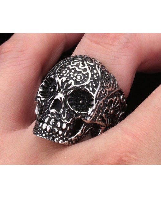 Flower Skull Ring