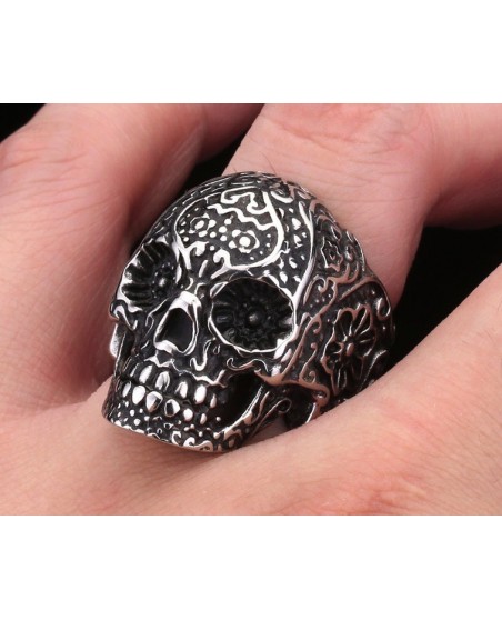 Flower Skull Ring