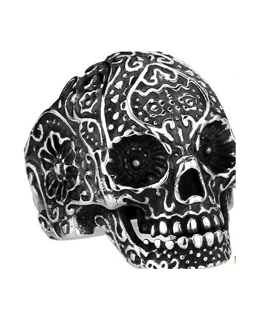 Flower Skull Ring