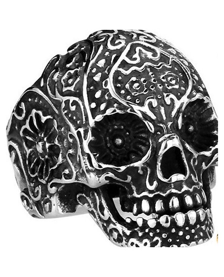 Flower Skull Ring