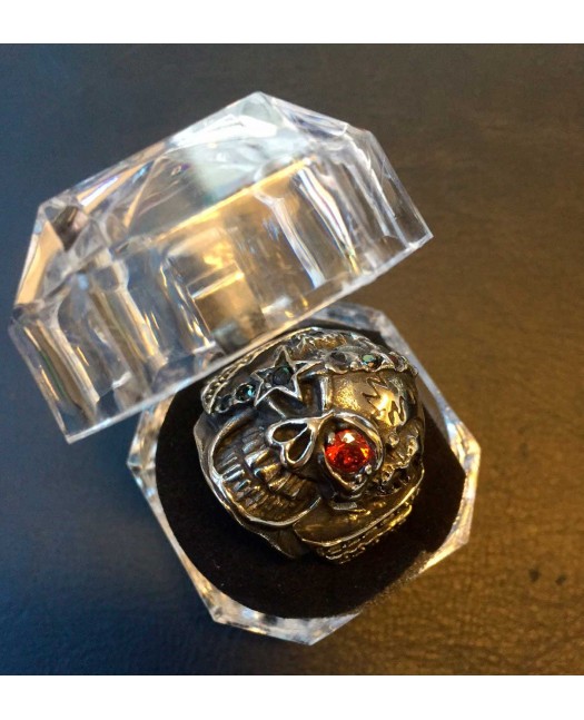 Captain Skull Ring Red Stone