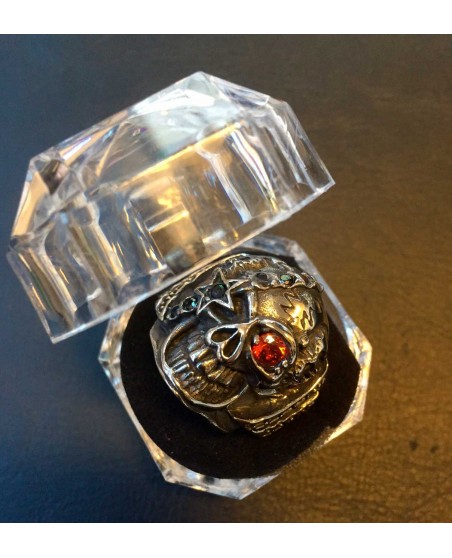 Captain Skull Ring Red Stone