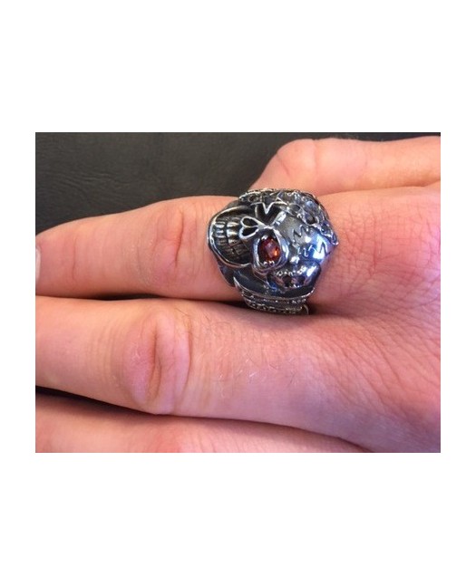 Captain Skull Ring Red Stone