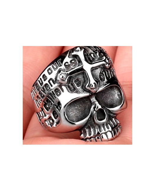 Cross Demon Skull Ring