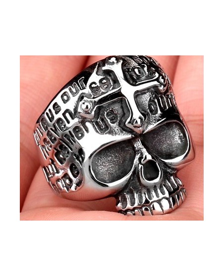 Cross Demon Skull Ring