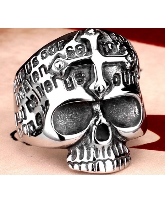 Cross Demon Skull Ring