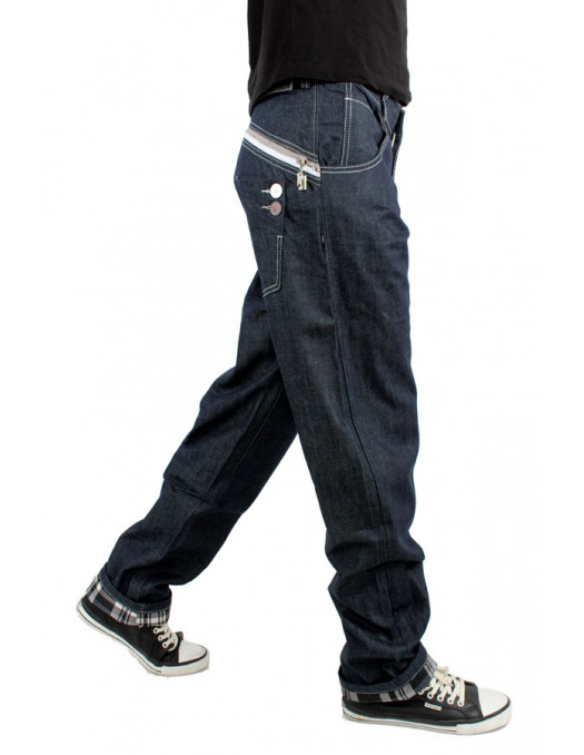 Zip Arc White Check Raw Denim Jeans