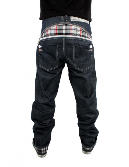 Zip Arc White Check Raw Denim Jeans