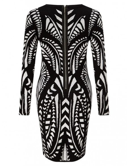 Graphic LS Dress BlackNWhite