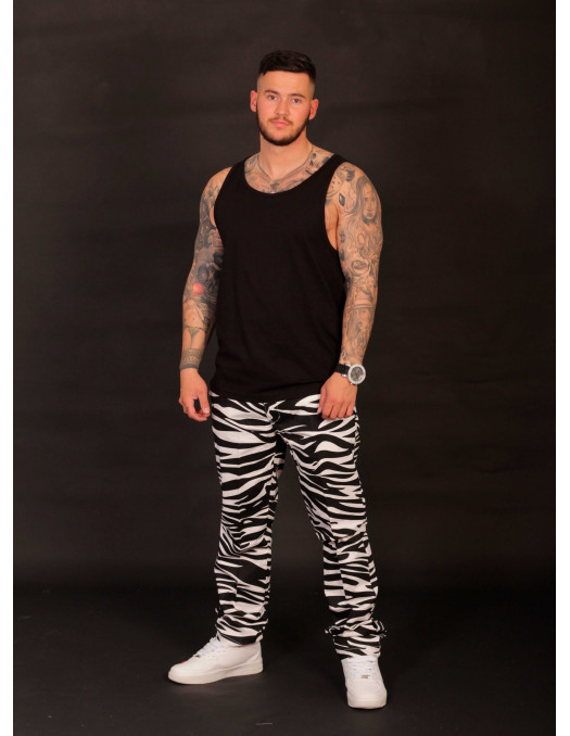 Animal Chino Pants Zebra White