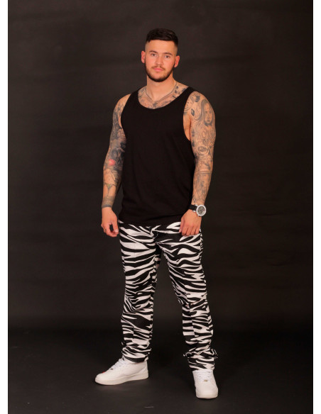Animal Chino Pants Zebra White